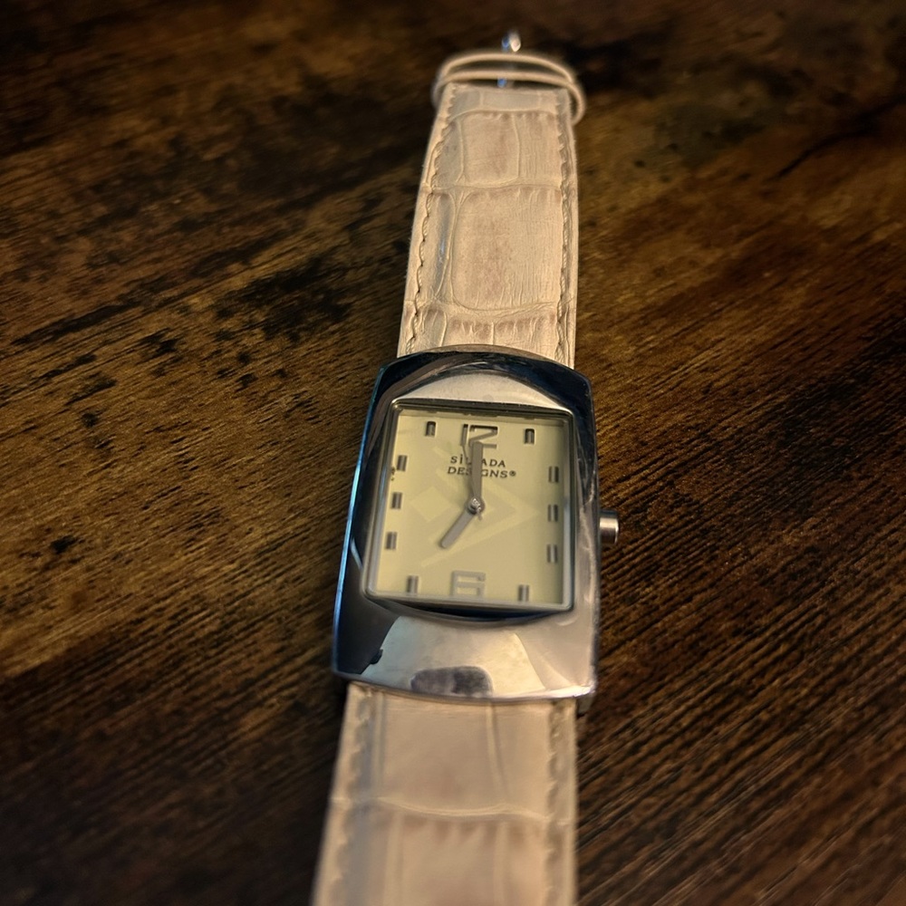 Silpada cream colored silver watch